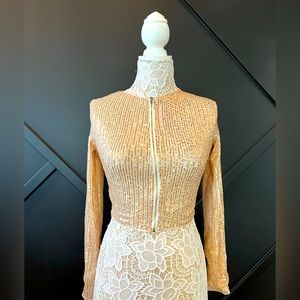 Light pink zip up sequin top size S